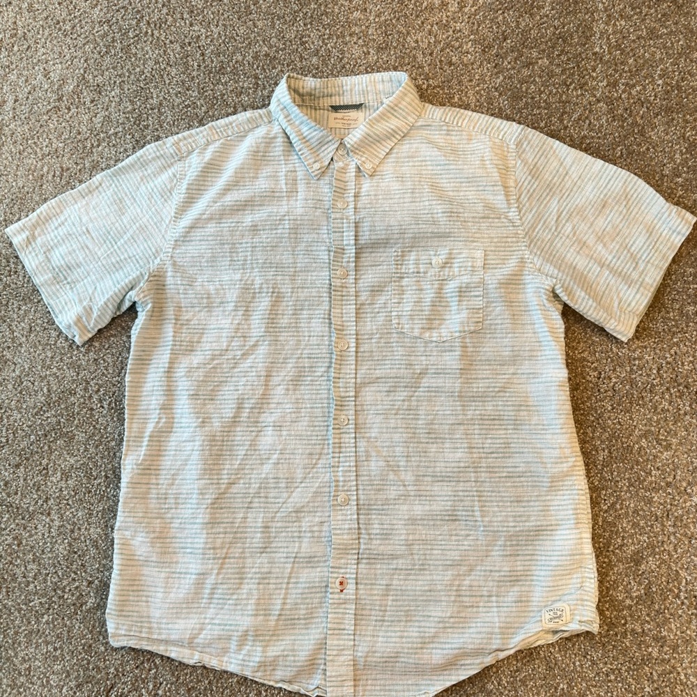 Vintage Green and White Striped Casual Shirt